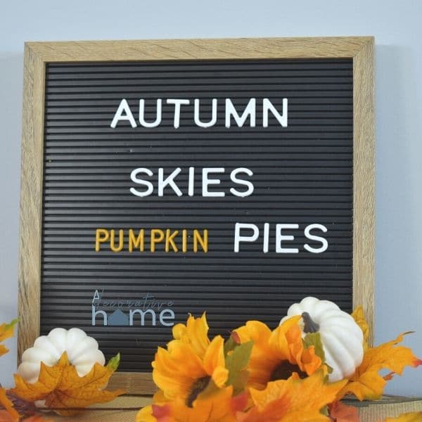 Sign says autumn skies pumpkin pies