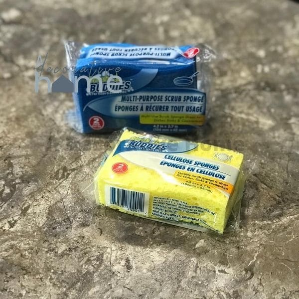 Two packages of cleaning sponges.