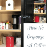 How to organize a coffee cupboard before and after picture.